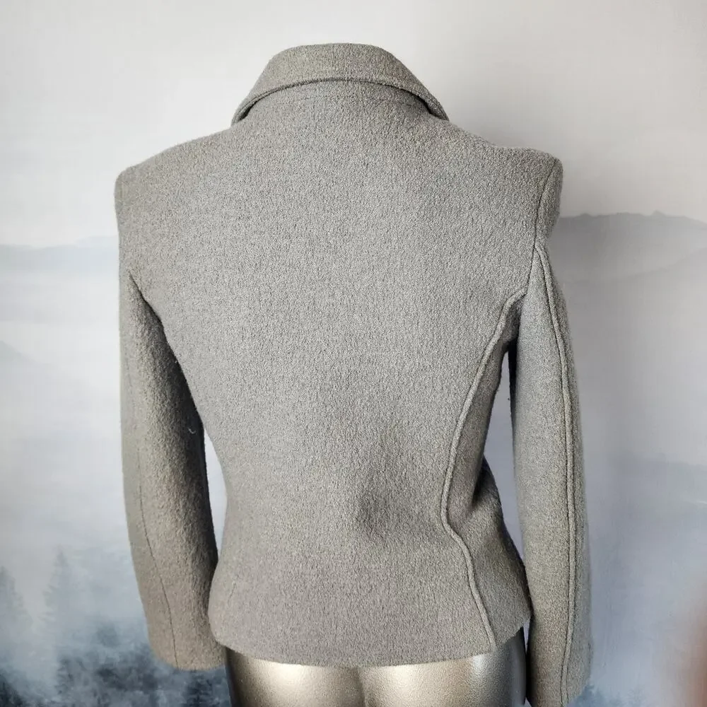 Linea Domani 100% Wool Gray V-Neck Y2557 Blazer | Women's 8